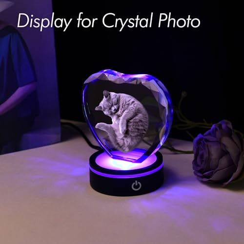 IFOLAINA LED Light Base Lighted Display Stand for Crystal 3D Photo Glass Art Tumbler RGB Multicolor Lighting Round Black Pedestal - Flat - size: Black-Flat