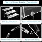 HENABLE Acrylic Display Risers, Acrylic Perfume Stand Organizer, Clear Shelf Risers for Display Stands for Food, Tabletop Use, Amiibo Funko POP Figure, 3 Tier Clear Cupcake Stand Risers