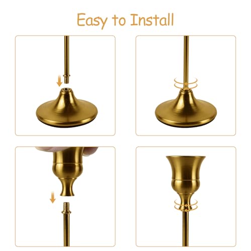 Brass Gold Candlestick Holders Set of 3, Metal Taper Candle Holders, Classic Decorative Candle Stick for Christmas, Wedding, Party, Dinner Tables,Home Décor - color: Brass Gold, size: 3PC