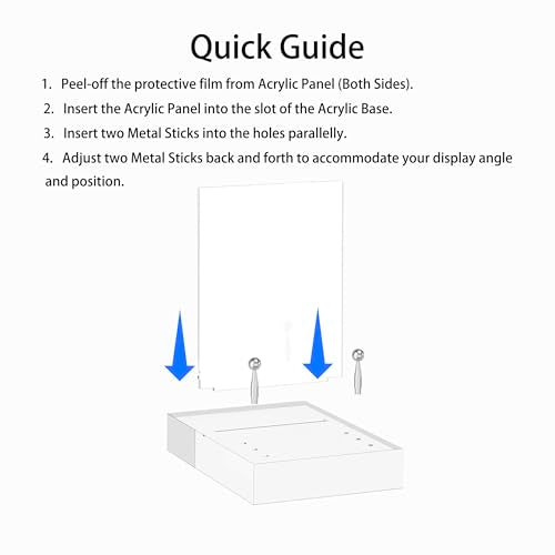 Acrylic Easel Display Stand with Adjustable Silver-Toned Hardware for Pictures, Crystal Clear Acrylic Stand with Floating Appearance for Cookbook, Invitation and Plates