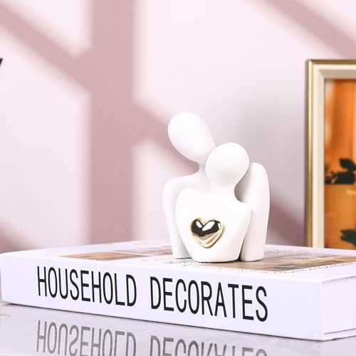 Mini Couple Statue - Ceramic Romantic Couple in Love Figurines for Decor Bedroom, TV Cabinet, Wedding Valentines Gift, Small Knick Knacks for Home Decor Shelve (3.15" White) - color: 3.15" White