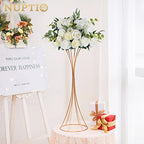 NUPTIO 2 Pcs Trumpet Vases for Centerpieces 26in Tall Gold Vase, Wedding Centerpieces for Tables, Artificial Arrangement Flower Stand for Anniversary Party Birthday Event Aisle Home Reception Decor - size: 26 inch Tall