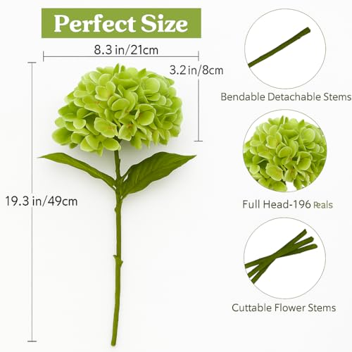 6pcs Artificial Hydrangea Flowers - Easy to Shape for Home Decor,Commercial Staging & DIY Crafts, Maintenance-Free Fake Flowers in Multiple Color Options, Flores Artificiales(Spring Green) - color: Spring Green