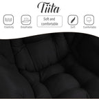 Tiita Lazy Chair with Ottoman, Black Modern Large Accent Chair, Comfy Leisure Sofa Armchair with Ottoman, Reading Chair with Footrest for Bedroom, Living Room, Dorm Rooms, Black - color: Peach Skin Black