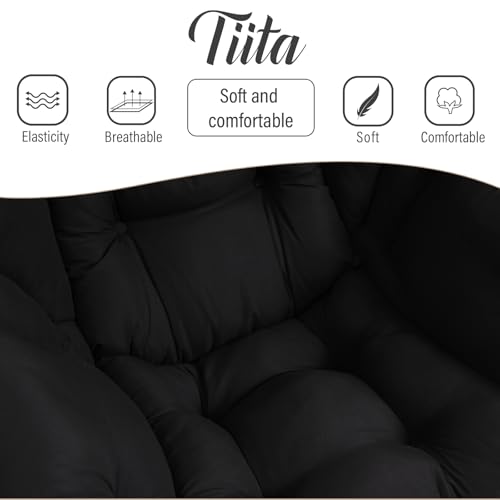 Tiita Lazy Chair with Ottoman, Black Modern Large Accent Chair, Comfy Leisure Sofa Armchair with Ottoman, Reading Chair with Footrest for Bedroom, Living Room, Dorm Rooms, Black - color: Peach Skin Black