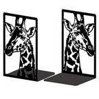 Peacoblue Metal Bookends for Shelves, Modern Decorative Heavy Duty Study Book Ends Stoppers for Office, Desk, Shelf, Room 5.3"x4.3"x7.9" Cast Iron Simple Tall Bookends 1 Pair (Giraffe) - style: Giraffe