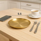 Stainless Steel Gold Plates 2 Set Round Stainless Steel Dinner Dishes Metal Trays 5.5 Inch Great for Picnic,Outdoor Camping Plate,Shatterproof, Dishwasher Safe - size: Gold 5.5 Inch