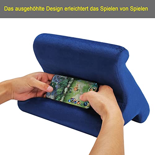 SAMHOUSING Tablet Pillow Stand Holder Dock for Bed with 3 Viewing Angles, Compatible with All Tablets,Phones and iPad Pro 9.7, 10.5,12.9 Air Mini 4 3, Kindle, E-Reader and Books(Navy) - color: Navy