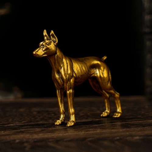 CHOVY 100% Solid Brass Standing Doberman Retro Desktop Decor Collectible Figurine - Oddities and Curiosities Desk Ornament for Office Home Art Decor and Scene Decoration Gift - color: Doberman Pinscher