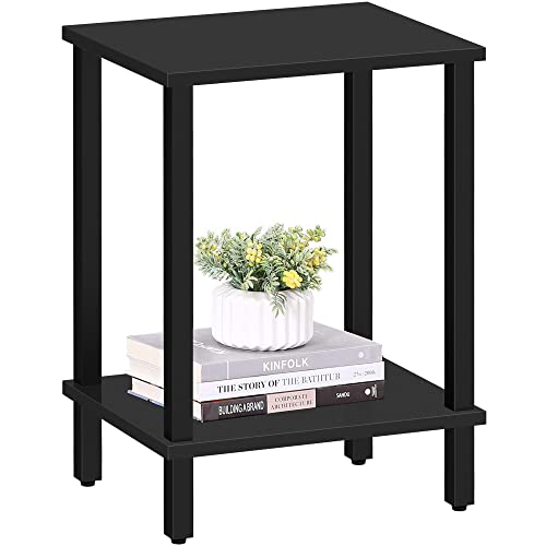 TUTOTAK End Table, Side Table, Nightstand, 2-Tier Storage Shelf, Sofa Side Table for Small Space, Living Room, Bed Room Black TB01BK034 - color: Black