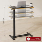 SANODESK Medical Adjustable Overbed Bedside Table with Hidden Casters, Pneumatic Mobile Laptop Computer Standing Desk Cart with Tray, Hospital and Home Use(27.6" W x 15.7" D, Black) - color: Black, size: Small