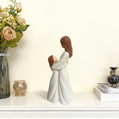 Mother Daughter Embracing Resin Figurine, 6" H,Sentimental Gifts for Mom & Daughter, Birthday Wedding Mother's Day Heartfelt Keepsake Decor - style: Embrace