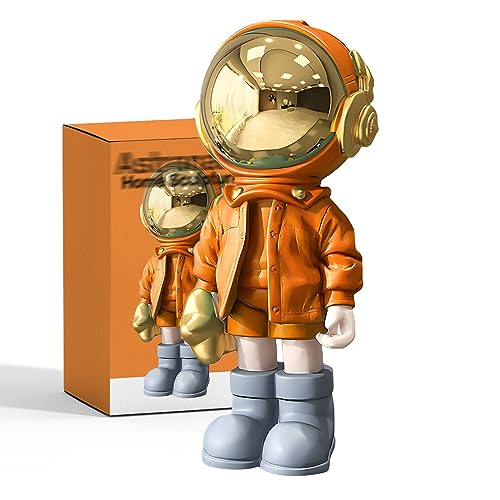EZ4ENCE Figurine Statue Astronaut Sculpture Spaceman Decor,Sculptures for Home Decor,Arts Orange Shelf Decoration,Cool Metal Mask Table Decor,Large Spaceman Figure Ornament - color: Orange, size: Large