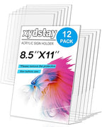 xydstay 12pack 8.5x11 Acrylic, L Shape Clear Plastic, Menu Holder, Unbreakable Table Sign Holder for Restaurant, Office, School, Store and Home Use