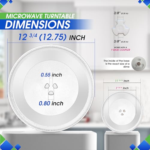 Microwave Plate Replacement 12-3/4” for 4358641 8172138 R9800455 Whirlpool Microwave Glass Plate - Rotating Glass Microwave Turntable Plate Oven Spinning Dish Tray For Better Reheating and Cooking - size: 12.75"