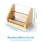 Sleek Bamboo Acrylic Business Card Holder for Reception, Office Desk, Meetings, Trade Shows, Home Office, Versatile Use Professional Display, Natural Modern Blend Elegant Organizer (2 Tiers) - color: 2 Tiers-Bamboo