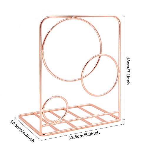 Winterworm Metal Bookends Book Ends Heavy Duty Modern Decorative for Bedroom Library Office School Book Display Desktop Organizer Gift(Round Rose Gold) - color: Round Rose Gold