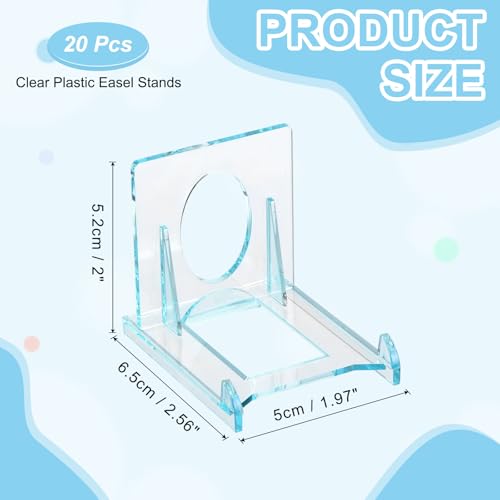 uxcell 20 Pack Book Display Stands, 2" Adjustable Display Holder Mini Clear Easel Collector Stand for Displaying Comics, Magazines, Postcards, Art works, DVDs, Medals, Blue - color: Blue