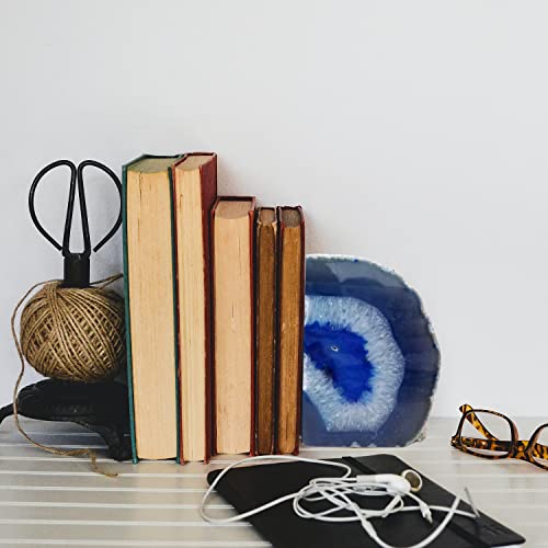 Crystal Book Ends Blue Dyed Agate Bookends Large 4-5 Lbs for Heavy Books 1 Pair - color: Blue, size: 4-5LBS