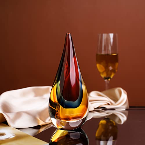 Yao Yuan Hand-Blown Glass Decor - Murano-Style Glass Statue and Figurine, Red - color: Red