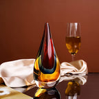 Yao Yuan Hand-Blown Glass Decor - Murano-Style Glass Statue and Figurine, Red - color: Red