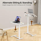 Overbed Bedside Table with Wheels,Tiltable Hospital Bed Table, Pneumatic Adjustable Overbed Table, Rolling Laptop Desk, Mobile Standing Desk for Bed, Couch, or Hospital Use - color: White
