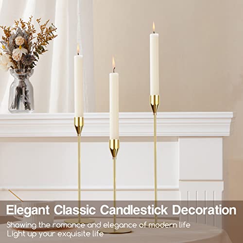 Gold Candle Holders for Taper Candles, FODIENS Set of 12 Metal Candlestick Holders, Decorative Tapered Candle Stick Holder for Wedding Dinning Anniversary Party Table Centerpiece (Bright Gold) - color: Bright Gold