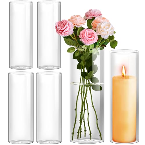 Hurricane Candle Holder,Open Ended Glass Candleholder Multiple Size Choices,Clear Cylinder Glass Candle Holder for Wedding Centerpieces, Home Decor(6 PCS,H:12" D:4") - size: 4''×12''H 6PCS
