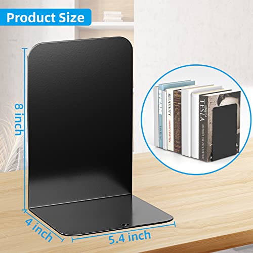VFINE Bookends 3 Pairs, Black Metal Book Ends, Heavy Bookends for Shelves, Book Stopper for Heavy Books, Book Organizer for Home Office School Supplies - color: Black Bookends 6 Pieces