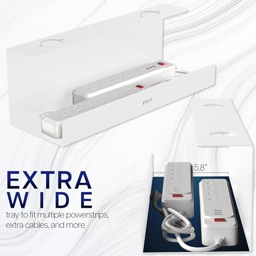 VIVO Under Desk 17 inch Extra Deep Cable Management Trays, Power Strip Holders, Cord Organizers, Wire Tamers for Office and Home, White, 2 Pack, DESK-AC16-2CW - color: White, size: Extra Deep