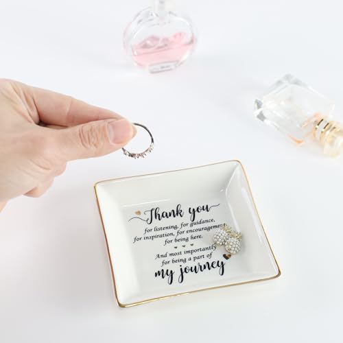 HOME SMILE Mother's Day Thank You Gifts for Women Friends Teacher Coworkers,Friends Ceramic Ring Jewelry Dish Tray Plate for Birthday Graduation Farewell -Thank You Being A Part of My Journey - style: Be Part of my Journey