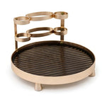YUPER Round Metel Bathroom Tray Dresser Counter Decor Vanity Organizer Decorative Coffee Table Tray for Perfume, Candle, Soap Dish, Toothbrush, 9 Inch, Gold