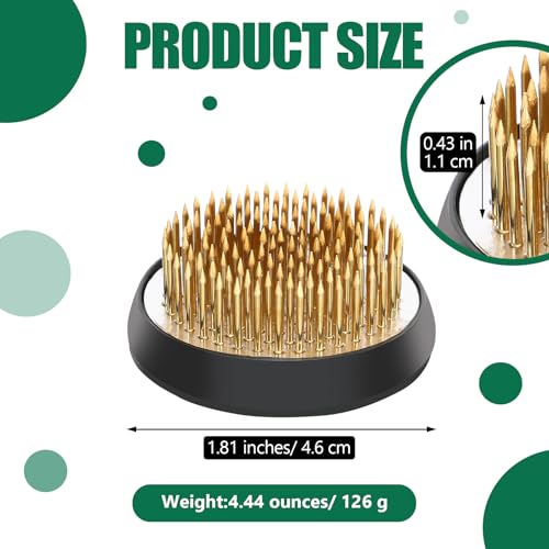 Sliner 16 Pieces Floral Frogs Round Flower Holder Japanese Ikebana Vase Kenzan Flower Flower Arranger Flower Fixed Tools Pin for Flower Arrangement Home DIY Craft (Gold,1.81 Inch) - color: Gold, size: 1.81 Inch