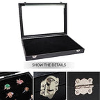 Wudygirl 100 Slot Ring Holder Display Case - Black Jewelry Organizer with Transparent Lid - style: 100 Slot Ring Tray