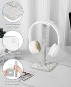 Silver Rhinestone Headphone Stand – Bling Crystal Headset Holder for Y2K Gaming Desk Setup – Sturdy Weighted Metal Base with Soft TPU Rest – Sparkly Luxury Gift for Women & Teen Girls (Silver) - color: Silver Sparkle