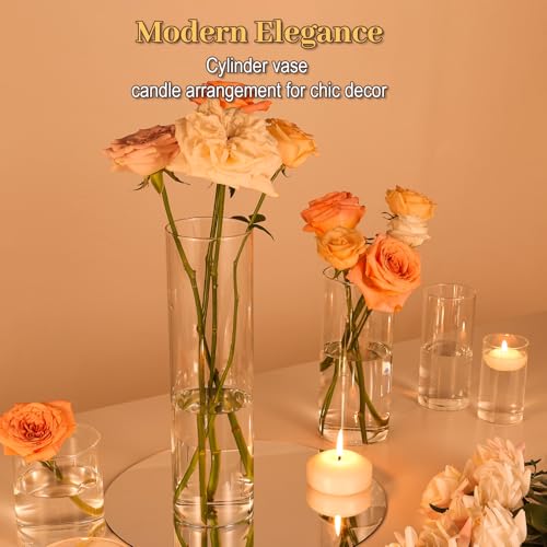 TBWIND 12Pcs Glass Cylinder Vases 12 Inch Tall Clear Flower Vases for Centerpieces Wedding Decoration, Hurricane Floating Candle Holder for Party Table Home Decor - size: 12 Pack 12 Inch