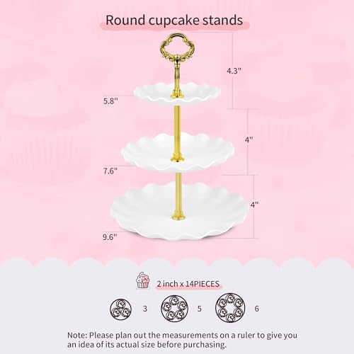 Pack of 10 NWK Cake Stand Set, with 3 x Two-Tier and 3 x Three-Tier Cupcake Stands, 4 x Appetizer Trays, 1 x Tablecloth for Birthday Bridal Baby Shower Party (Gold) - color: Gold