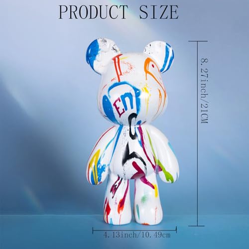 Bear Statue Resin Graffiti Animal Sculpture for Home, Office Decor, Abstract Design for Birthday, Anniversary and Gift Present (Abstract) - color: Abstract