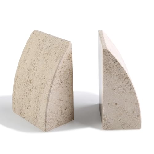 Koville Marble Bookends for Shelves, Large Bookends for Heavy Books, Non-Slip Heavy Duty Book Stopper for CD/Movies, Aesthetic Decorative Bookends for Shelves Table Home Decor(Brown) - color: Sail-brown