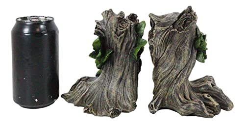 Ebros Gift Mythical Forest Tree Spirit Ent Celtic Greenman Decorative Bookends Figurine Pair Set 6" Tall Wicca Horned God Sculptural Bookend Library Bookshelf Accent
