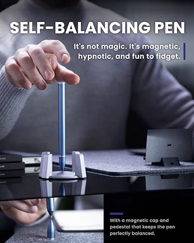 novium Hoverpen - Luxury Pen for Men & Women, Vertically Standing Executive Ballpoint Pen with Top Grade Free-Flowing Ink Refill, Metal Made, Unique Gifts, Luxury Pen for Men, Mens Gifts Ideas - color: Midnight Blue