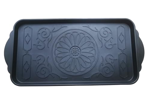 Hard Plastic Boot Tray for Entryway,Boot Mat,Shoe Tray,Shoe Mat for Indoor and Outdoor Use (Black Flower (Hard Plastic) 2Pcs, 29.5X14.9 inch) - color: Black Flower (Hard Plastic) 2pcs, size: 29" x 14" x 1.2"