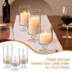 3 Pcs Wedding Glass Candle Holder - 6" 8" 9" Clear Hurricane Stemmed Terrarium Pillar Candle Floating Tealights Flower Vase Centerpiece Holiday Decoration for Home Party