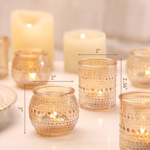 16 Pcs Gold Votive Candle Holders- Gold Centerpieces for Tables, Assorted Tealight Candle Holders for Wedding Table Decor, Rehearsal Dinner, Engagement, Birthday Party Decorations - color: Gold