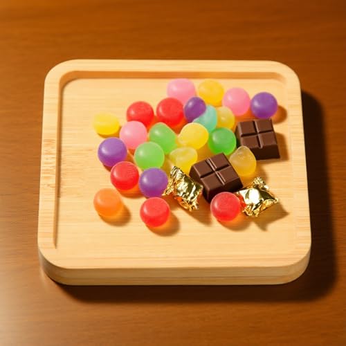 Square Bamboo Tray – 3.5” Outer Side, 3.1” Inner Side Plant Saucer or Mini Serving Tray for Small Planters, Snacks, Candles, or Bathroom Decor - style: Square 3.5"