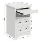 LIKIMIO Night Stand, Modern Bedside Table with 2 Drawers, Open Shelf, End Table with Pull-Out Tray, Wood SideTable, White - color: White