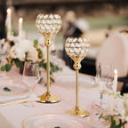 VINCIGANT 16PCS Gold Crystal Candle Holders Pillars for Wedding Decoration,Votive Crystal Candle Holders for Dinner Table Room Party Rhinestone Decorative - size: 16 pcs 13" & 15" Tall
