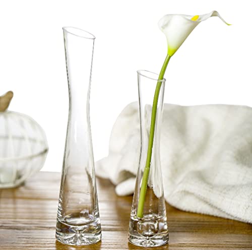 Hand-Made Blown Bud Vase Clear Small Glass Flower Vase Single Stem Vases for Home Wedding Decor 7.87inch Height - size: 20cm/7.87inch