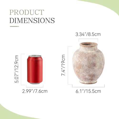Ceramic Flower Vases Home Decor, Rustic Farmhouse Decorative Vase Pottery Pampas Grass Vases for Decor Table Living Room Entryway Mantel Bookshelf Bedroom Bathroom Kitchen - 7.4 Inch Rustic - color: 6.7"h - Rustic