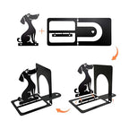 Decorative Dog Bookends for Home and Office Decor - Cartoon Metal Book Ends with Canine Design, Non-Slip Base for Securely Holding Books, Magazines, and Decorative Accents on Shelves and Desks
